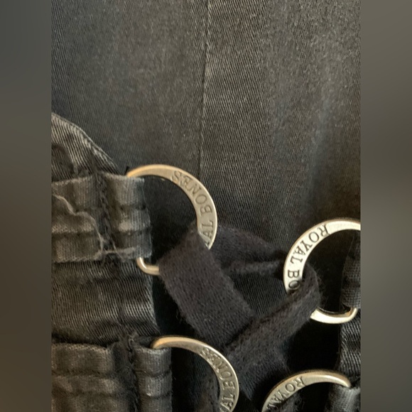 Royal Bones coat  by Daang black corset back trench coat goth y2k stretch denim - Picture 8 of 10